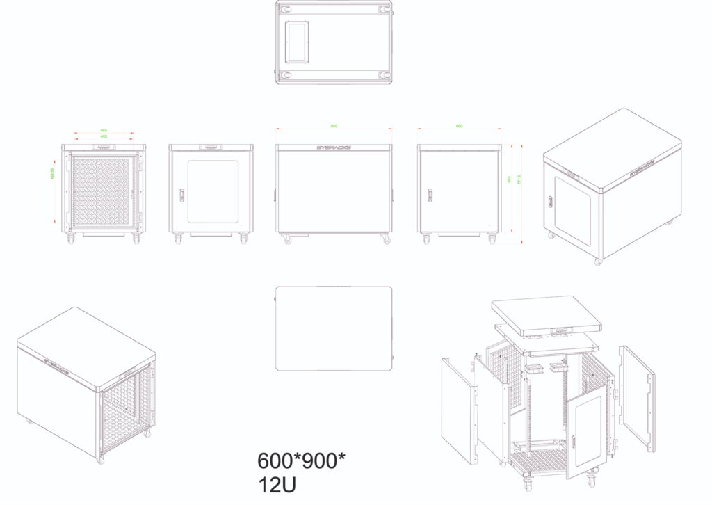 12U 35″ Depth Under Desk Sound Proof Server Cabinet SP 12.900 photo