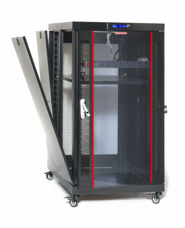 Sysracks 22U Server Cabinet 39-inch Deep Server Rack Locking Network Cabinet With Thermocontroller, LCD-Screen, 4 Fans, Power Strip, Shelf, Wheels, Dust-Tight Cable Entries And Other Accessories