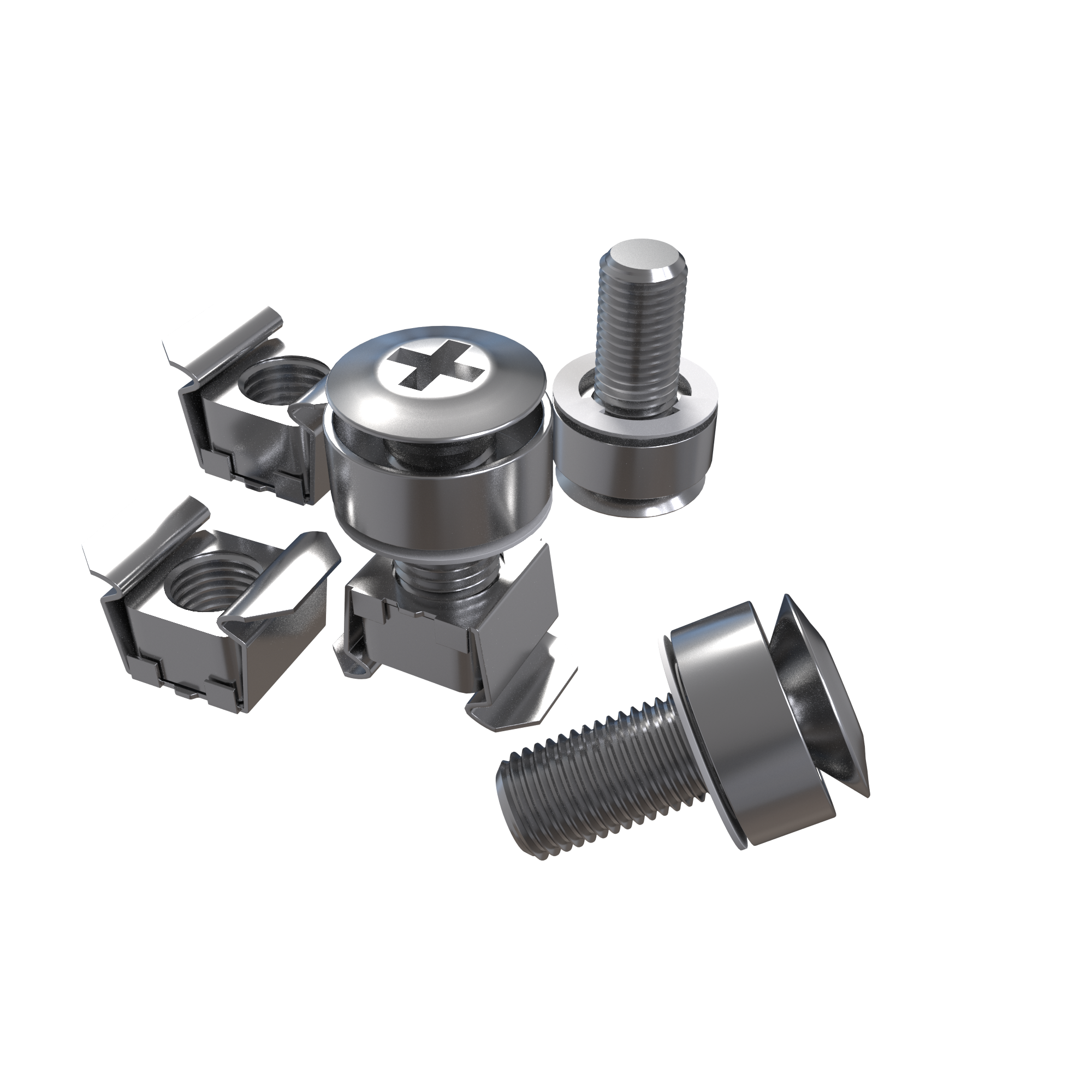 M6 Rack Mount Cage Nuts with Screws (Bolts) for Server Racks
