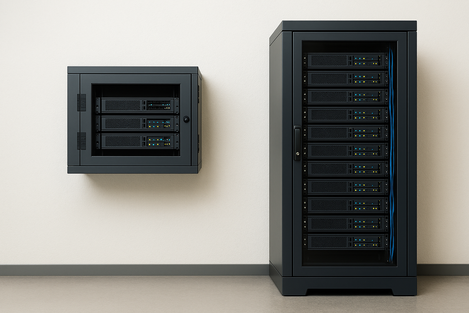 Rack de pared y rack de piso: cuál elegir para una oficina pequeña